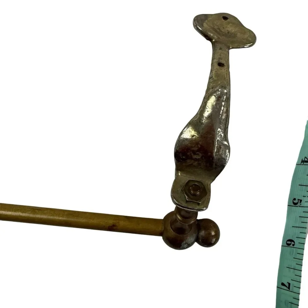 Vintage Koi Fish Dolphin Heraldic Brass Towel Bar Rack Holder MCM 14.5W